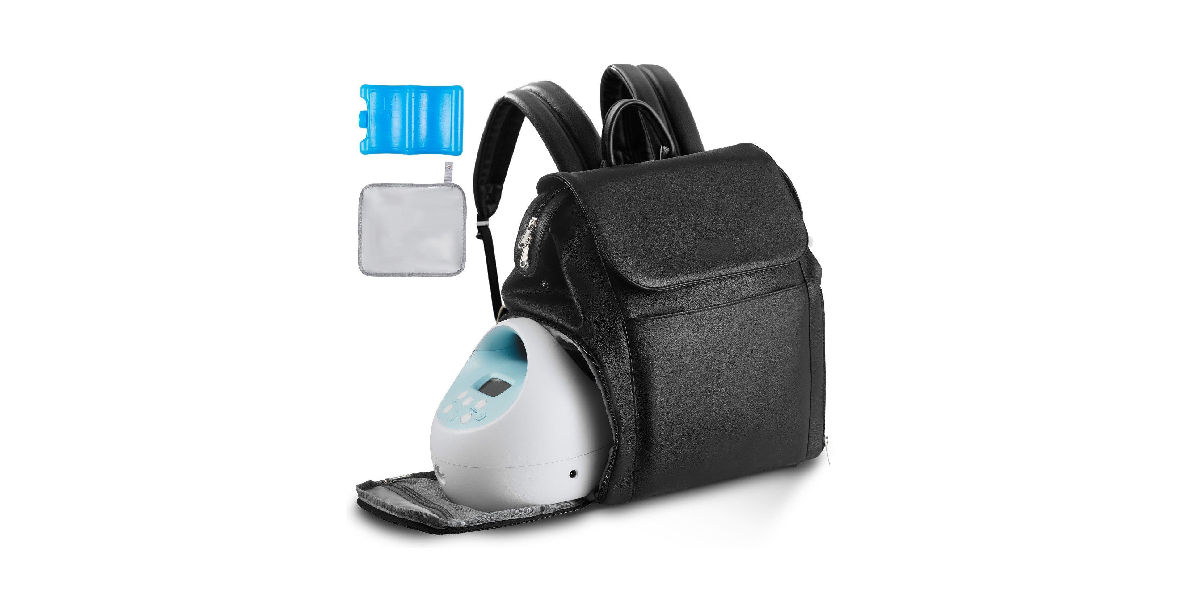 Mecale Breast Pump Backpack with Ice Pack, Fits S1/S2, Storage for Pump Accessories & Breastmilk, Portable Carrying Bag, Black