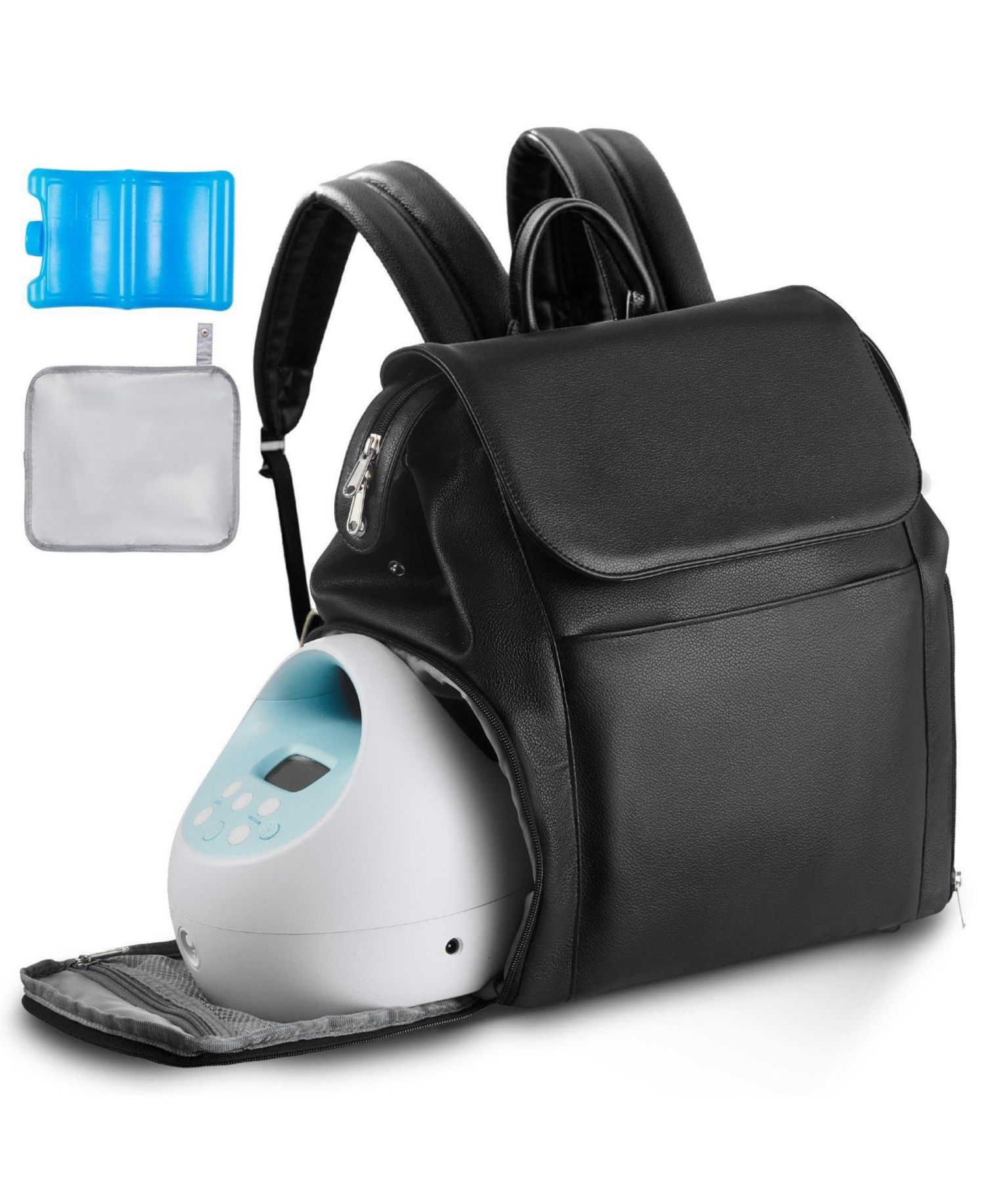 Breast Pump Backpack with Ice Pack, Fits S1/S2, Storage for Pump Accessories & Breastmilk, Portable Carrying Bag, Black