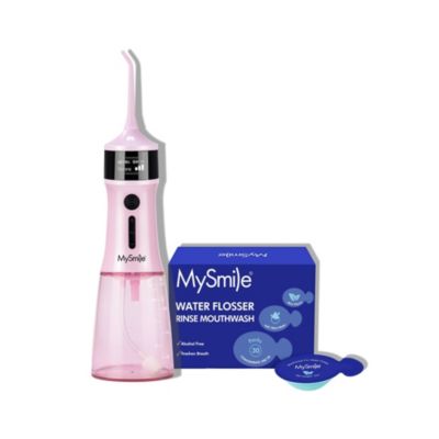 MySmile LP221 Cordless Uvc Sterilizable Water Flosser with 30 Concentrate Mouthwash Pods Bundle - Pink 81$