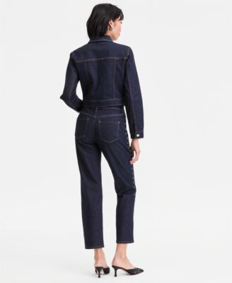 Women's Cropped Lace-Up Jacket & Straight-Leg Jeans