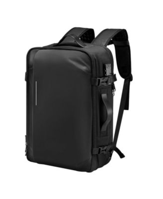 65L Expandable Vacuum Seal Compression Travel Backpack with Pump, TSA-Approved Lock, Water-Resistant Carry-On Luggage, Black