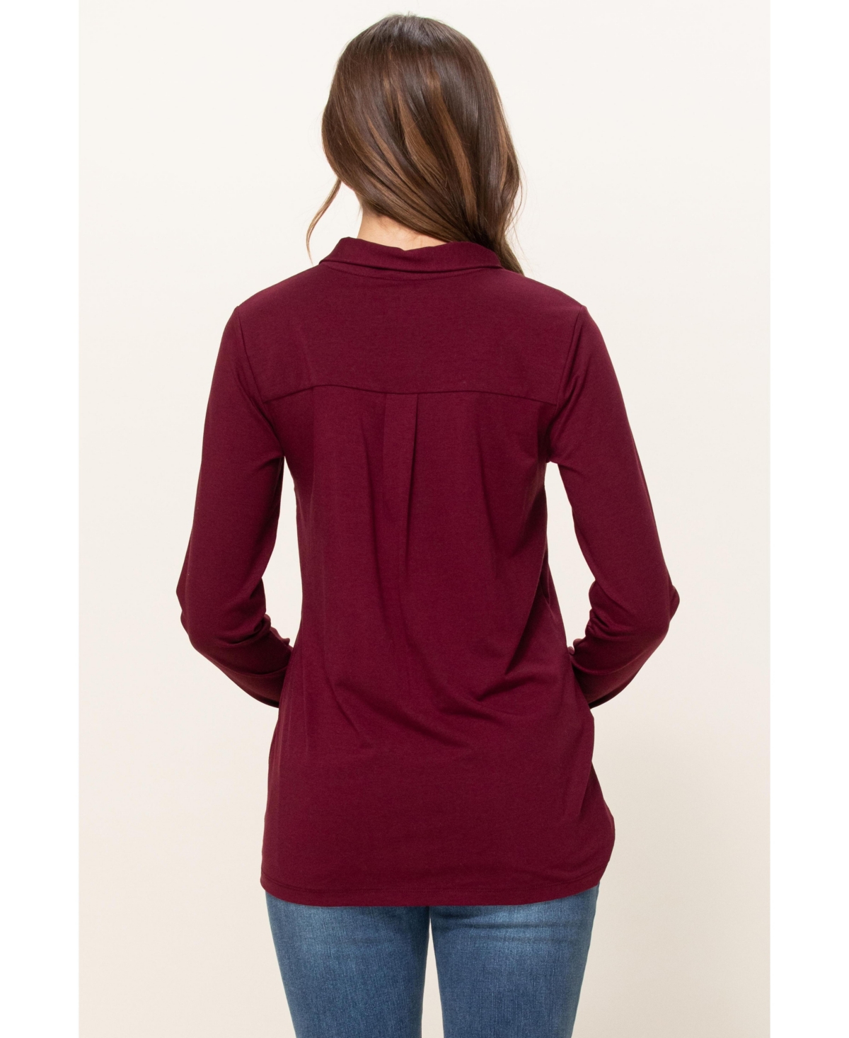 Hello Miz Maternity Button Up Collared Long Sleeve Top