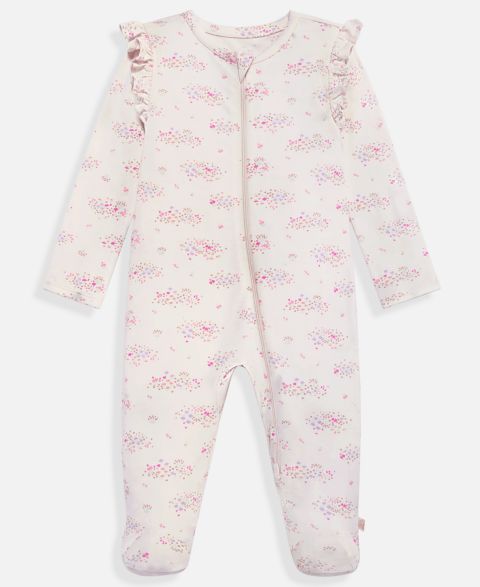 Комбинезон First Impressions Everyday Baby Essentials Ruffled 2-Way Zip Footed Coveralls для девочек-малышей, цвет: Слоновая кость