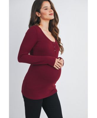 Maternity Henley Long Sleeve Nursing Top