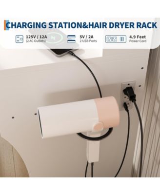 Vanity Desk with LED Mirror & Power Outlets,3 Light Modes, Modern Dressing Table for Bedroom