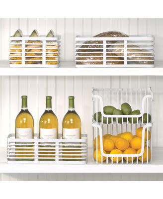 Metal Pantry Basket with Handles - Set of 4 - Matte White