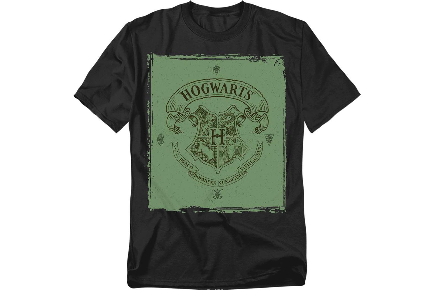 Men's Hogwarts Crest On Green Parchment T Shirt