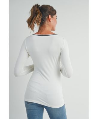 Maternity Fitted Boat Neck Long Sleeve Top