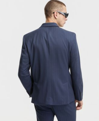 Men's Slim-Fit Double-Breasted Pinstripe Blazer