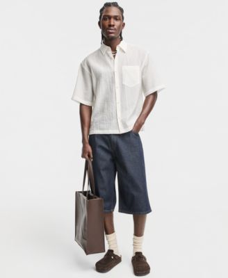 Men's Boxy-Fit Sheer Short-Sleeve Shirt