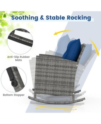 Outdoor Rattan Rocking Chairs with Table and Soft Cushions