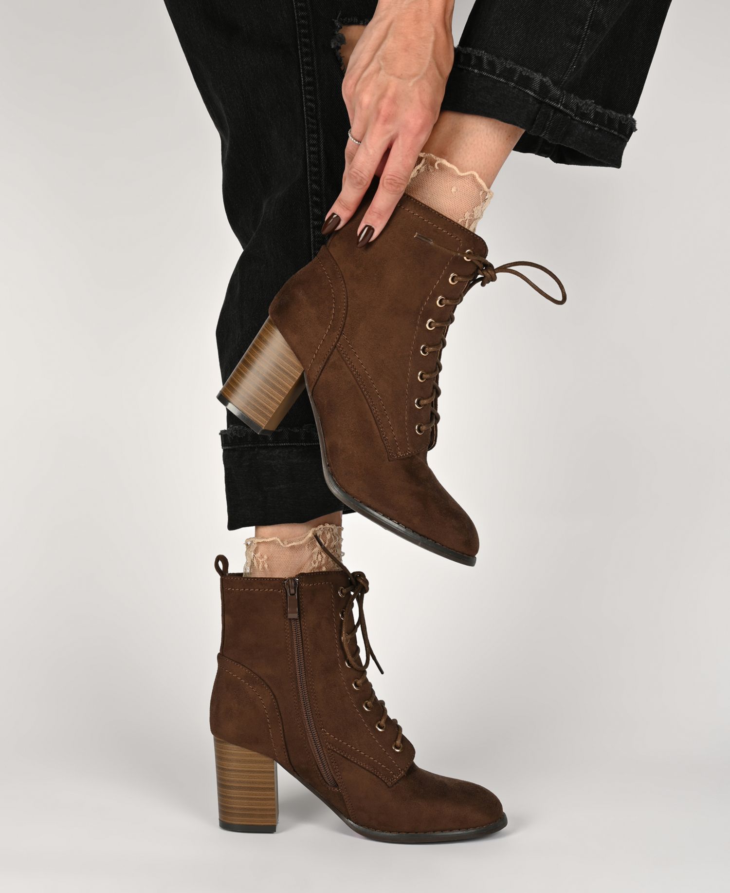 Women's Baylor Lace Up Stacked Heel Booties