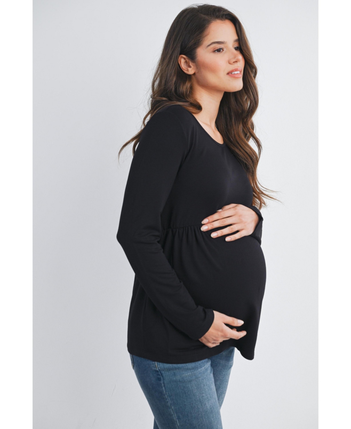 Hello Miz Maternity Scoop Neck Long Sleeve Top