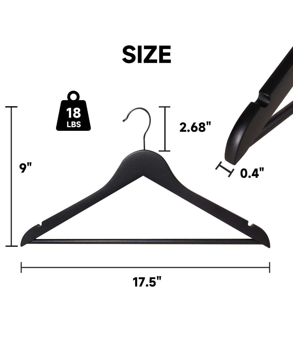 BP4U -Pack Premium Wooden Suit Hangers with Non-Slip Pant Bar, Heavy Duty Solid Wood Coat for Jackets, Shirts, Dresses