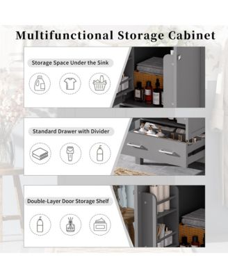 24 in. Bathroom Vanity with Integrated Undermount Basin and Soft-close 2 Doors, 1 Drawer and Versatile Storage Solutions