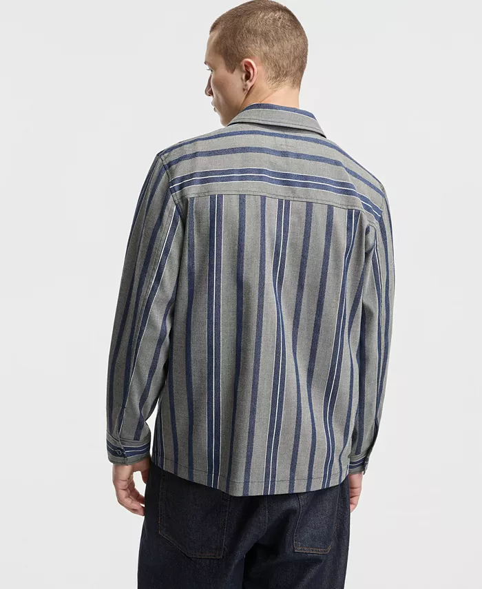 Men's Relaxed-Fit Striped Overshirt - thumbnail 3