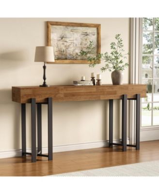63-Inch Console Table for Entryway, Industrial Behind Couch Table with Black Metal Frame, Minimalist Sofa Table for Living Room