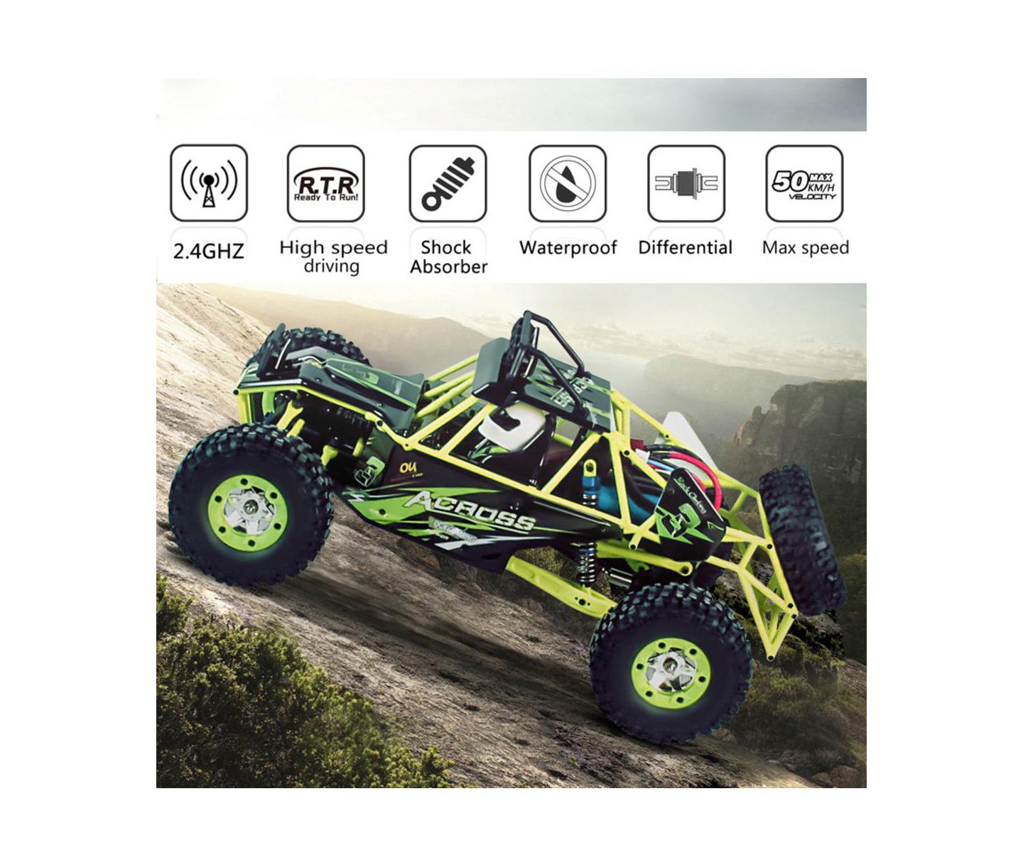 Детская игрушка Bruce & Shark 1:12 Scale High-Speed RC Off-Road Truck, цвет: Зелёный — фото 10