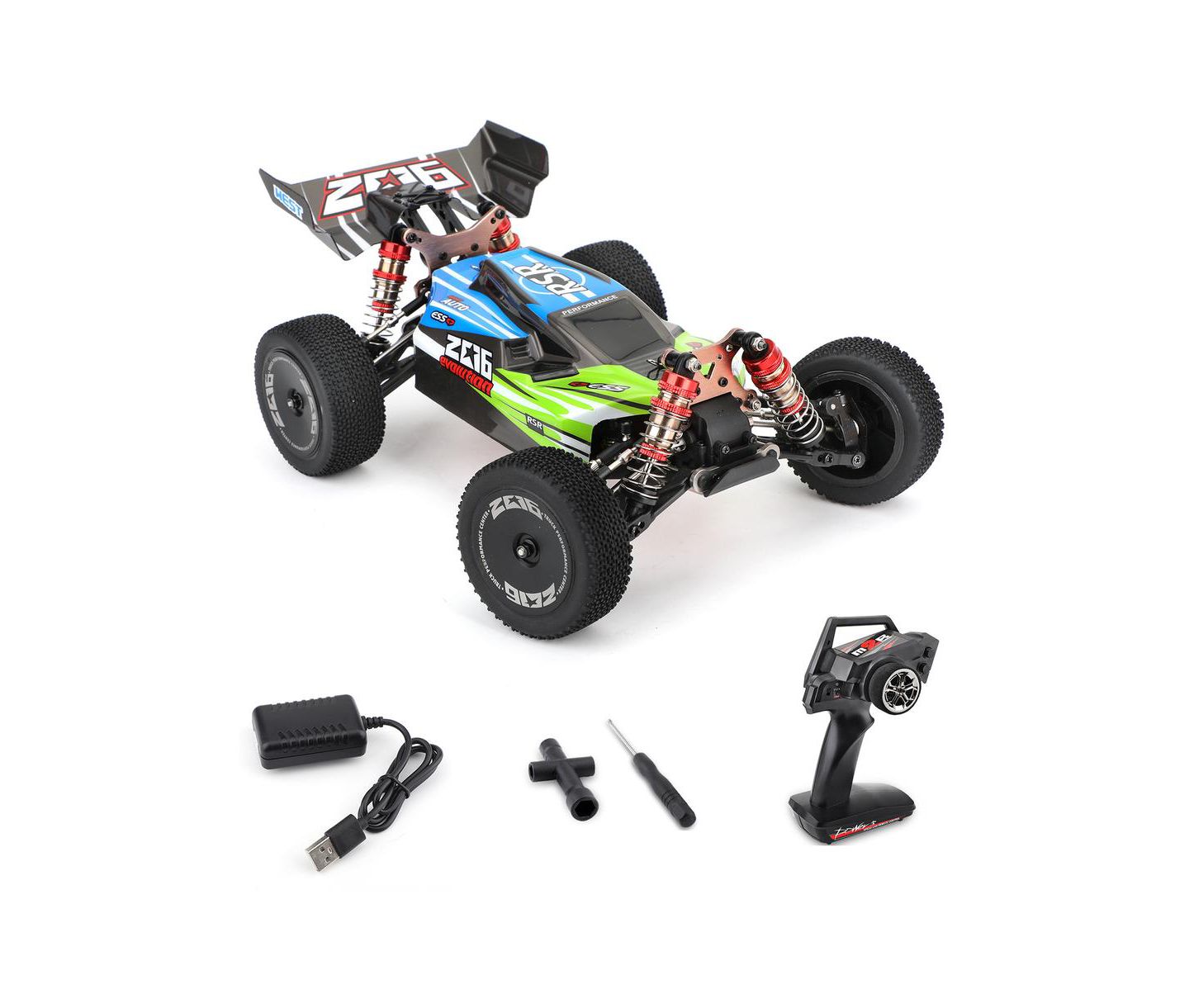 Детская игрушка Bruce & Shark 1:14 Scale 37 Mph High-Speed 4WD Off-Road Monster Truck RC Car, цвет: Зелёный — фото 1