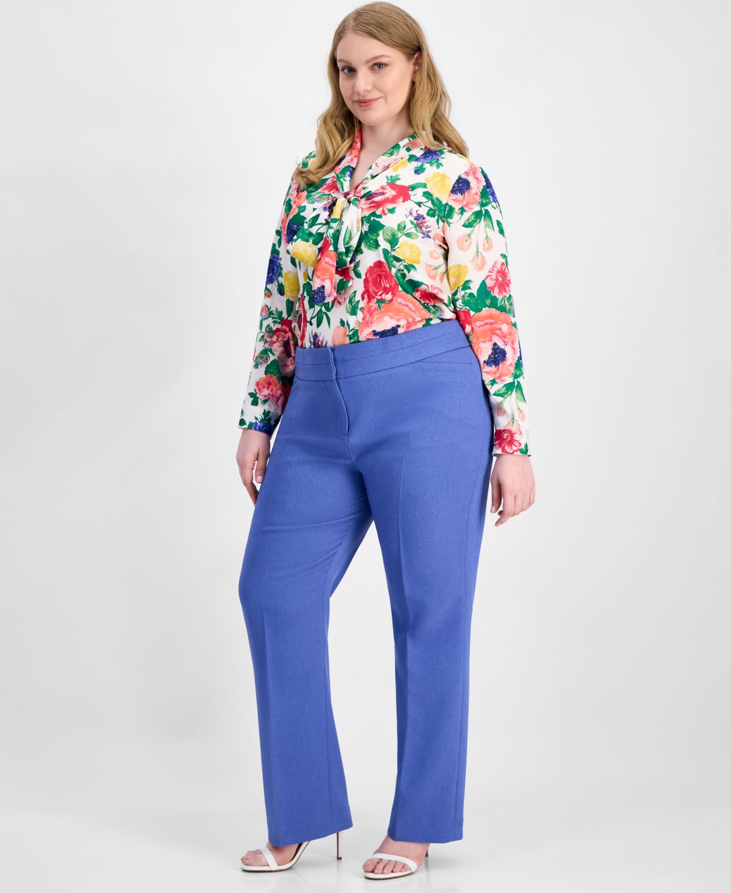Женские брюки Tahari ASL Plus Size Press-Pleat Straight-Leg, цвет: Deep Peri — фото 2
