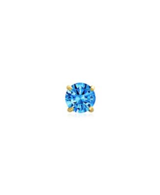 Tiny 3MM Solitaire CZ Cartilage 1 Stud Earring 14K Gold Screwback