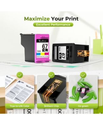 Remanufactured Ink Cartridges Replacement for HP 67XL 67 XL for Envy 6000 6055 6055e 6052 6075 6400 6455 Printer (2-Pack)