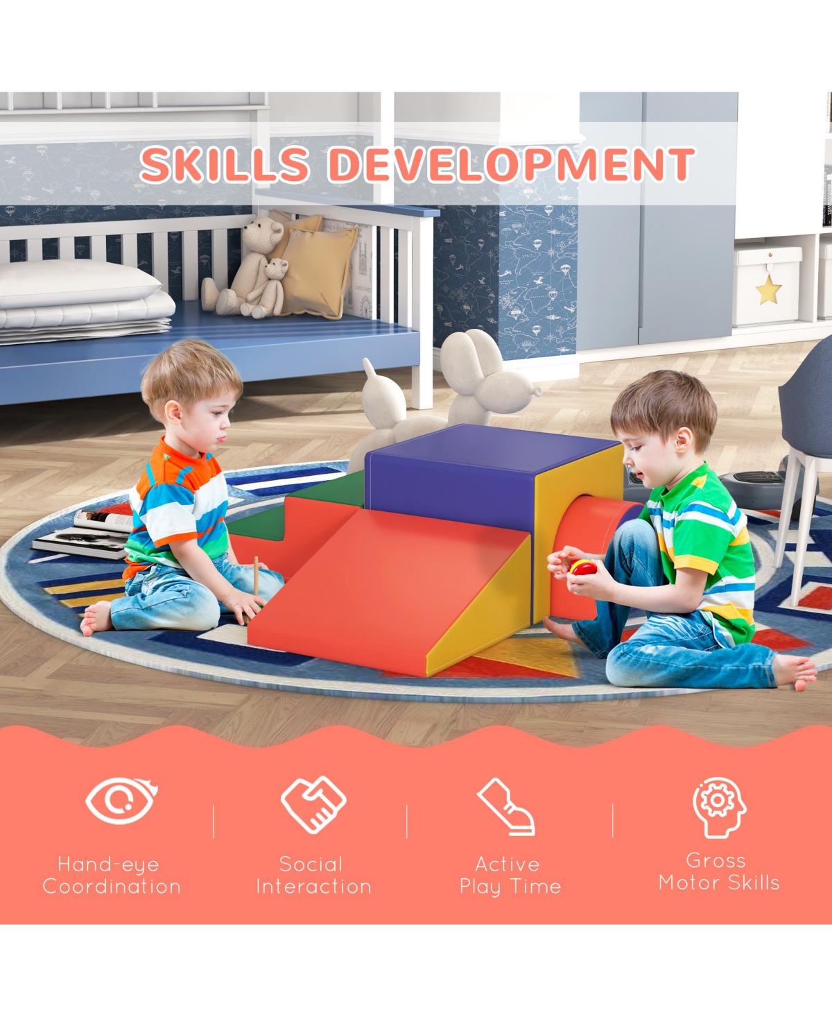 Soozier 4 Piece Climb and Crawl Activity Play Set Soft Secure Foam Playset