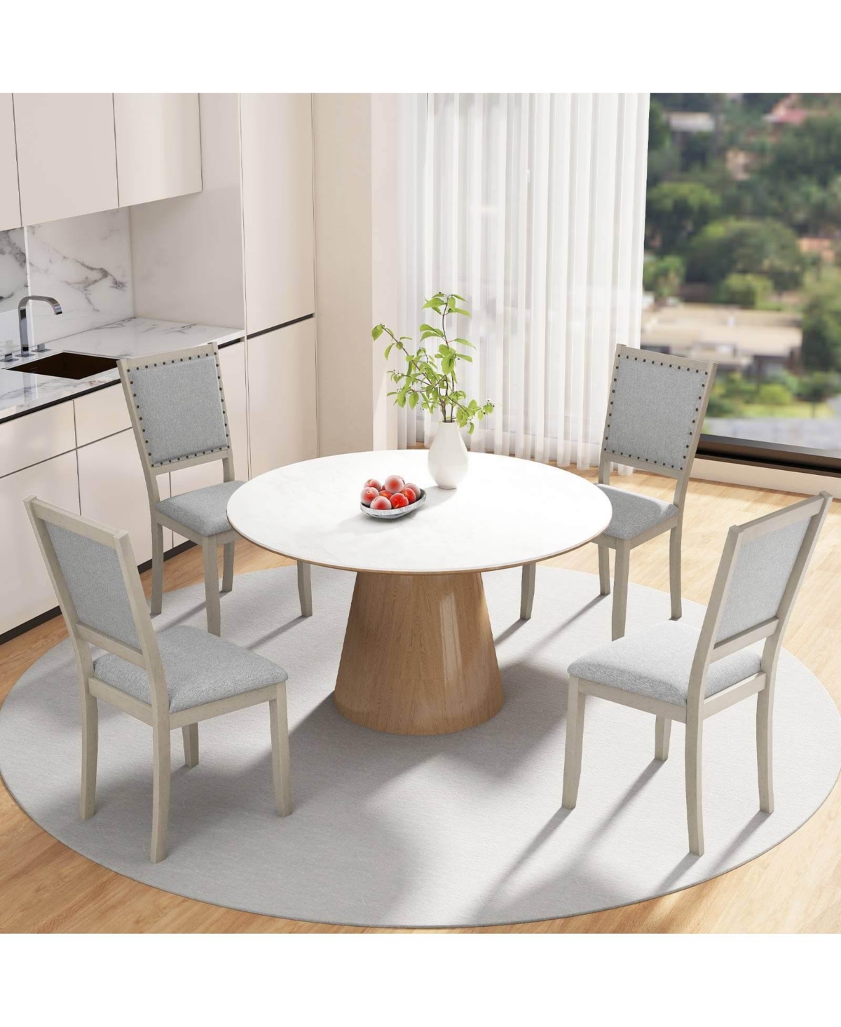 Farmhouse Dining Chair Fabric Upholstered Kitchen Chairs for Dining Room