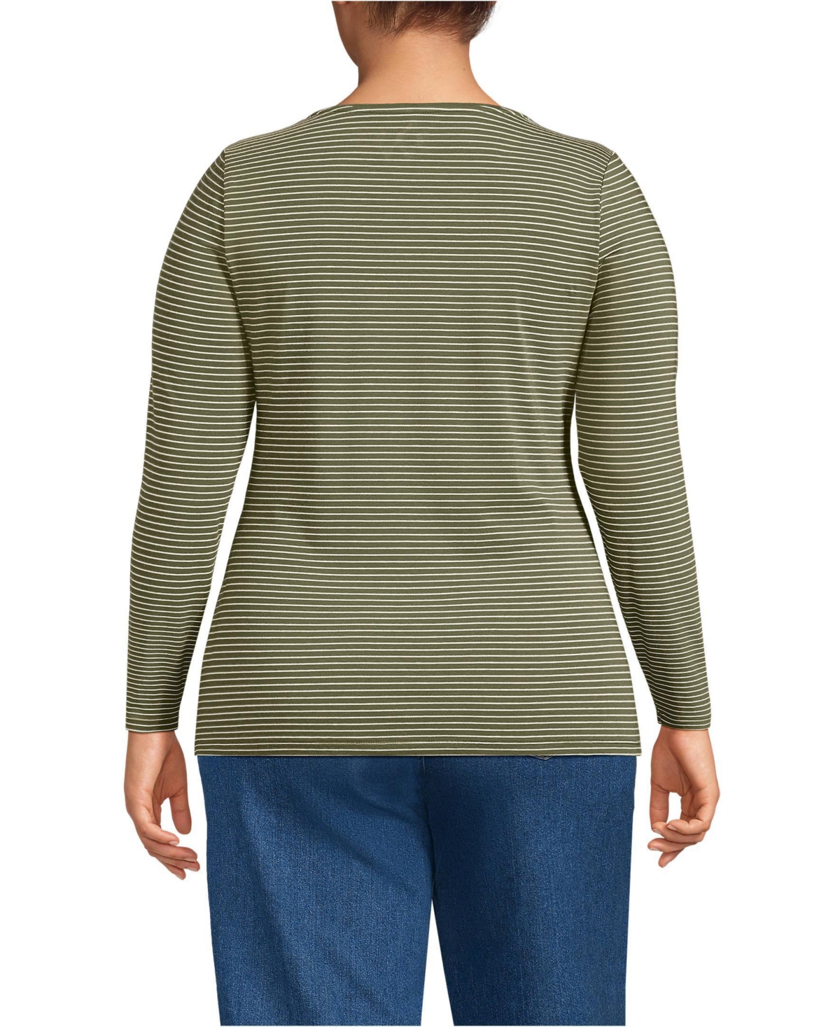 Lands' End Plus Lightweight Jersey Skimming Long Sleeve Scoop Neck T-shirt