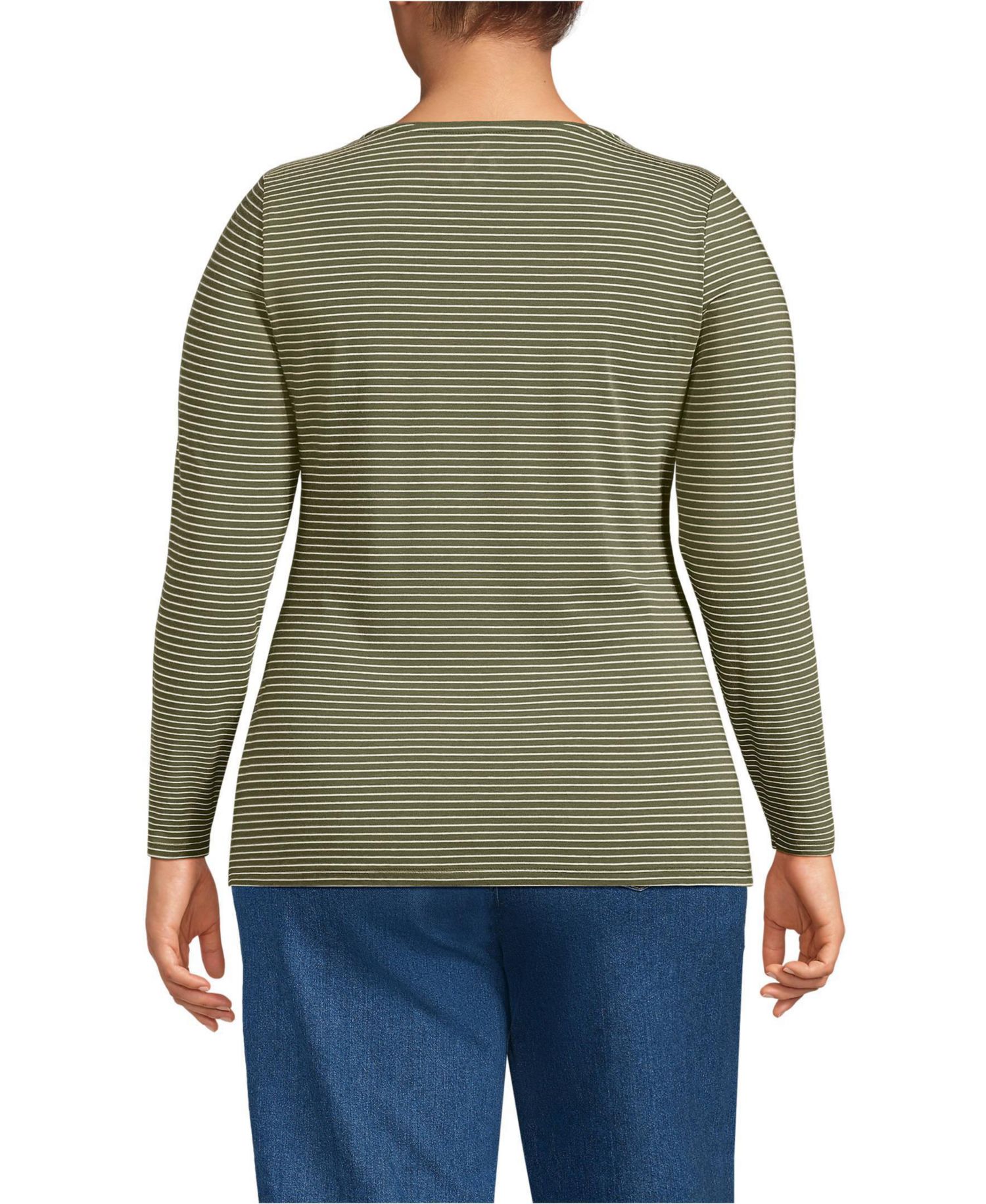 Plus Size Lightweight Jersey Skimming Long Sleeve Scoop Neck T-shirt
