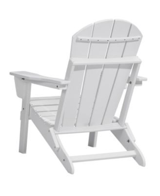 Set of 2 Plastic Adirondack Chairs, All-Weather Folding Patio Chairs with Cup Holder, Ergonomic Armrests