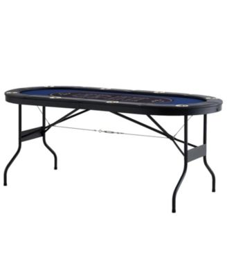 72" Oval Foldable Poker Table for 8 Players, Padded Rails, Stainless Steel Cup Holders, Portable Card & Game Table