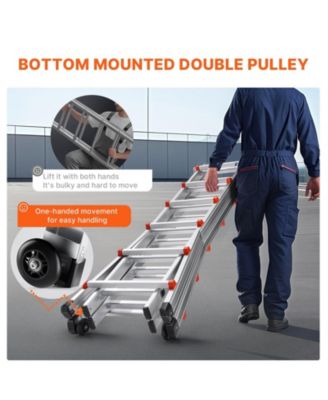 20.5 ft Telescoping A-Frame Ladder, Compact Aluminum Multi-Function Extension Ladder, Collapsible Design, 330 lb Load Capacity