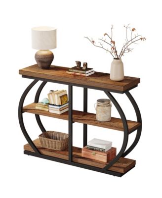 41.3" Console Table, Industrial 3-Tier Entryway Table with Arched Metal Frame and Storage Shelves for Living Room