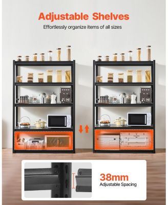 5-Tier Garage Storage Shelves, 24"D x 48"W x 72"H, 3000 lb Capacity, Adjustable Metal Utility Shelving Rack, Black