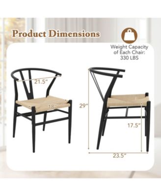 Modern Dining Chair Weave Kitchen Armchairs with Y-Shaped Curved Backrest