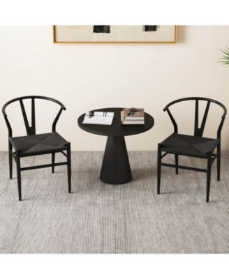 Modern Dining Chair Weave Kitchen Armchairs with Y-Shaped Curved Backrest