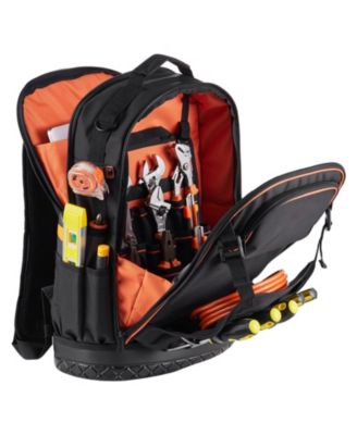 Tool Backpack with Tools, 65 Pockets, Heavy-Duty Tool Organizer with Laptop Compartment & Molded Base, Jobsite Backpack