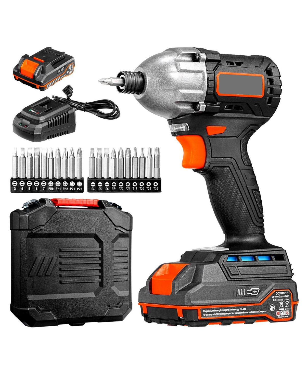 Mecale 20V Brushless 1/4" Impact Driver Kit, 2800 Rpm Max, Battery & Charger, 20 Bits, Led Work Light, Cordless Impact Driver