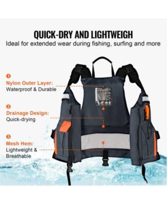 Life Vest for Watersports (PFD), Waterproof Nylon, 96N Buoyancy, Life Jacket for Fishing Kayaking Surfing, Men and Women, Size L