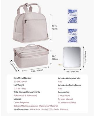 Breast Pump Backpack with Ice Pack, Fits S1/S2, Storage for Pump Accessories & Breastmilk, Portable Carrying Bag, Light Pink