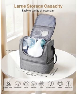 Breast Pump Bag with Ice Pack, Fits S1/S2, Storage for Pump Accessories & Breastmilk, Portable Carrying Case for Travel