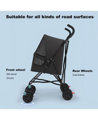 Dog Stroller with Mesh Ventilation, Lightweight Foldable Design in Black