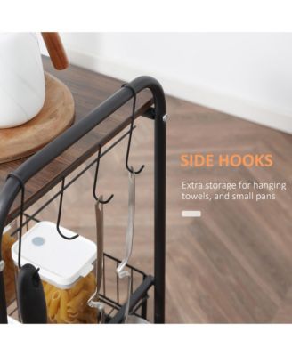 24" 3-Level Kitchen Cart Utility Organizer w/ 2 Storage Shelves