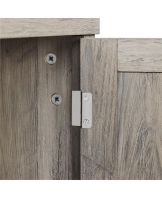 Farmhouse TV Stand – 3-Layer Storage Shelf – Rustic Entertainment Center for Living Room, Fits TVs with Stylish Open Shelving