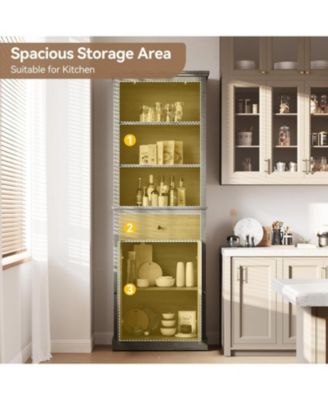 Double Door High Storage Cabinet with Single Drawer, 600mm x 300mm x 1690mm, Stylish MDF and Particle Board Bathroom Organizer