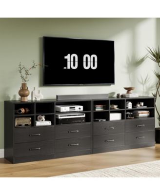 Dresser for Bedroom with 4 Drawer & 6 Storage Cubbies, Modern Chest of Drawers