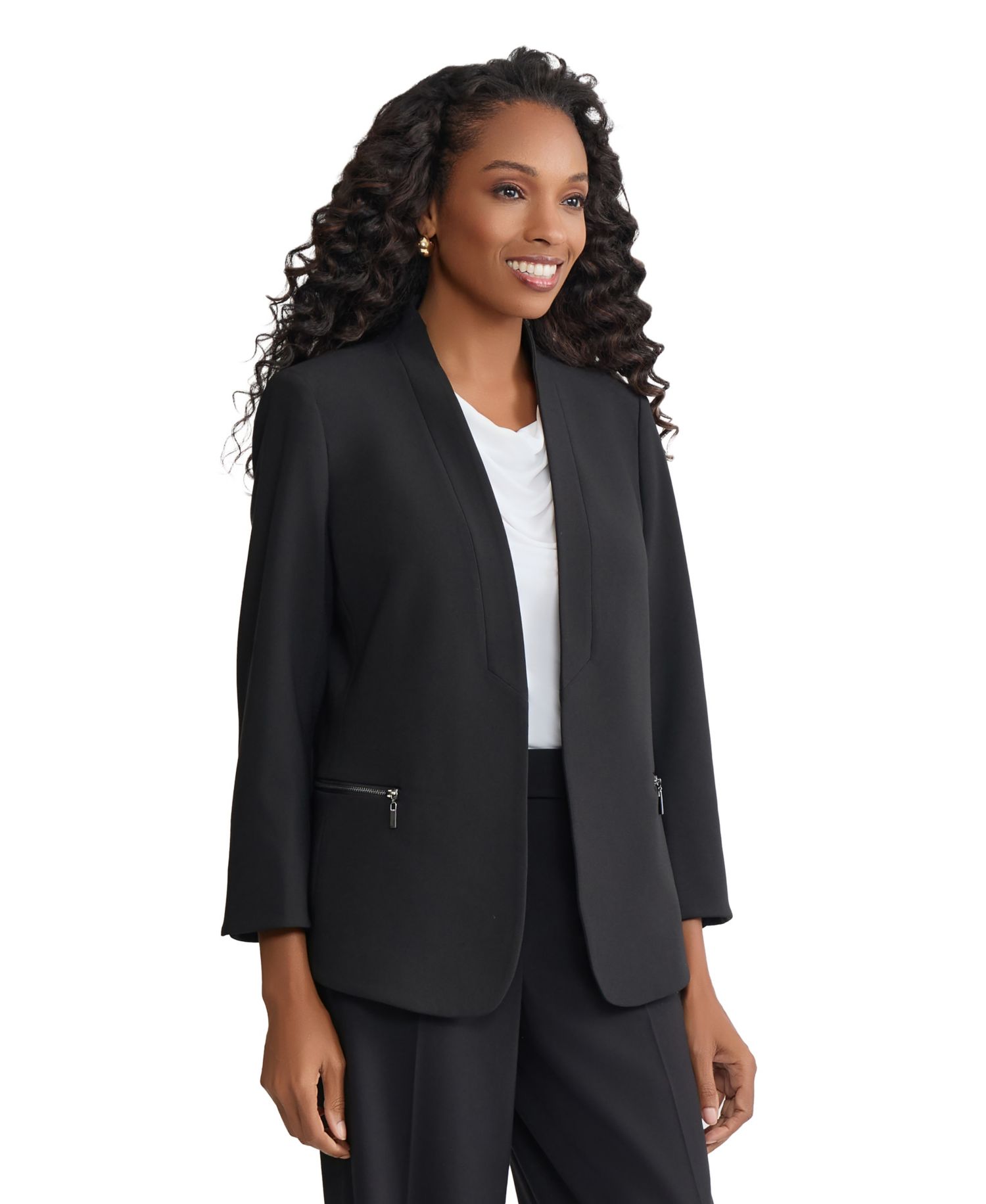 Women's Shawl Collar Open Front Stretch Blazer