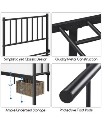 Twin Size 12-Slat Metal Bed Frame with Spindle Headboard, Footboard, 13 Inches Underbed Storage Bed Frame