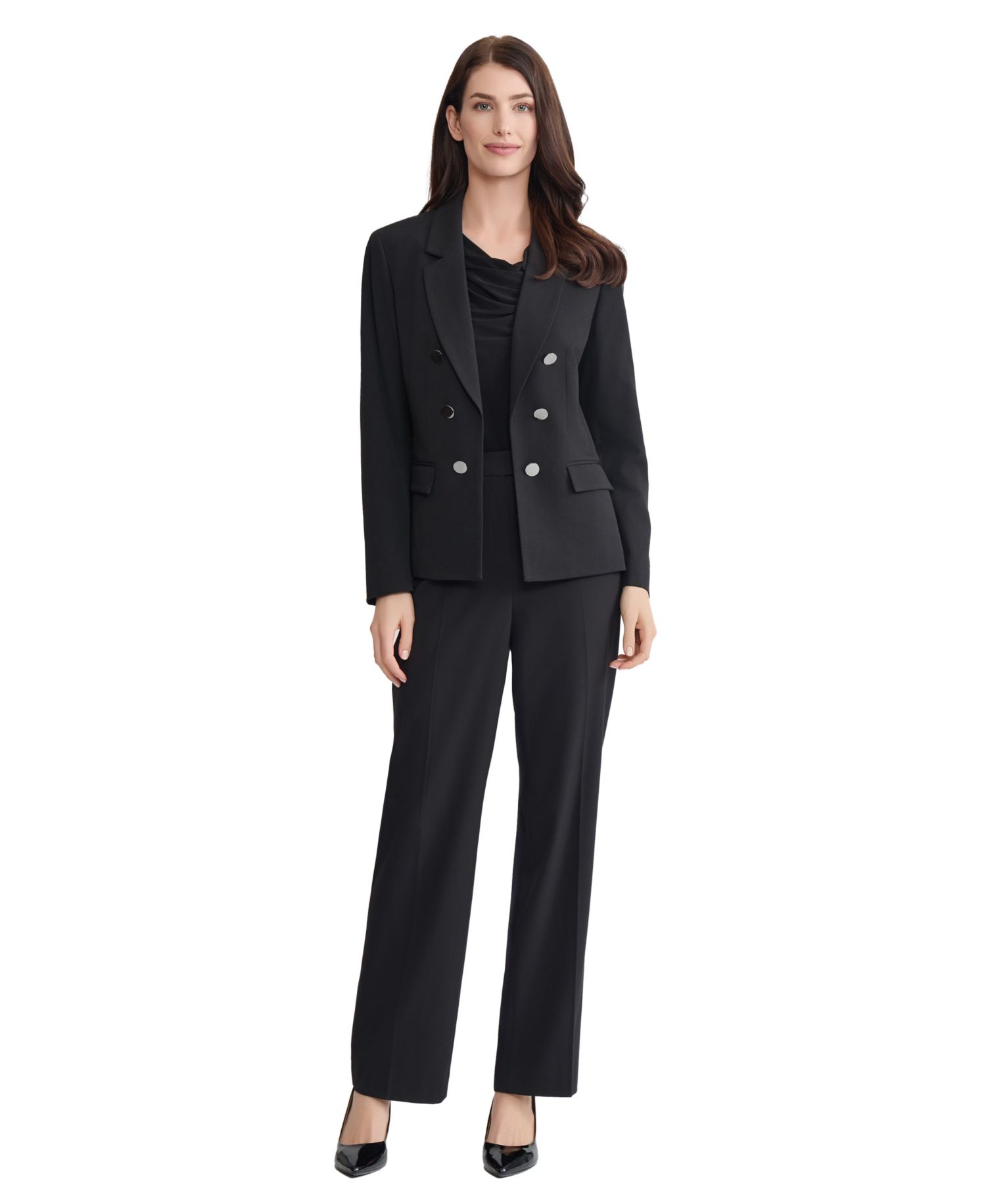 Women's Notch Collar Double Breasted Stretch Blazer